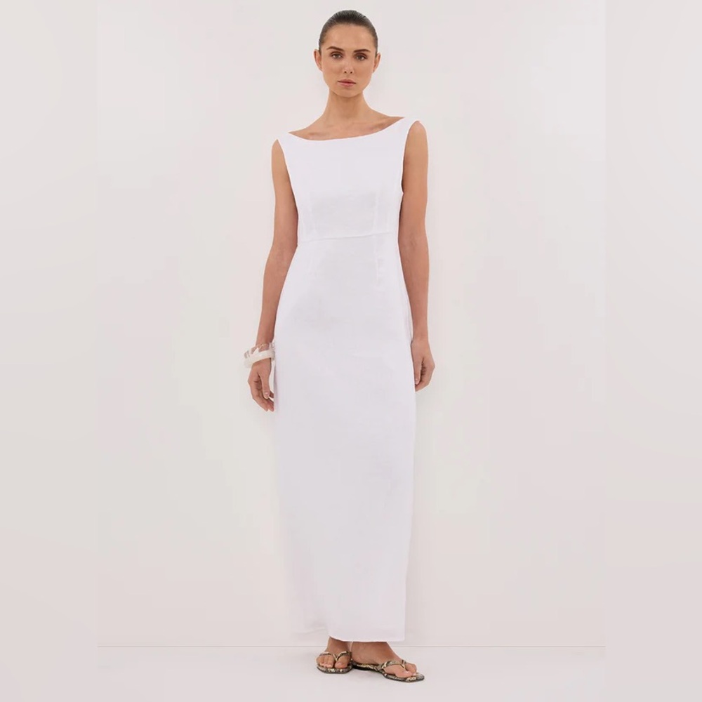 NWT DISSH Jule White Linen Midi Dress